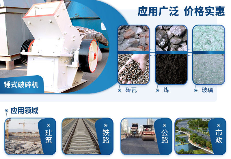 錘式破碎機應用于一百多種物料